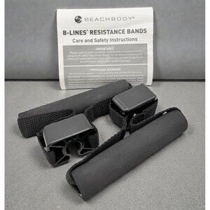 Beachbody Resistance Band Handles Set Black Foam Grip Lightweight Durable